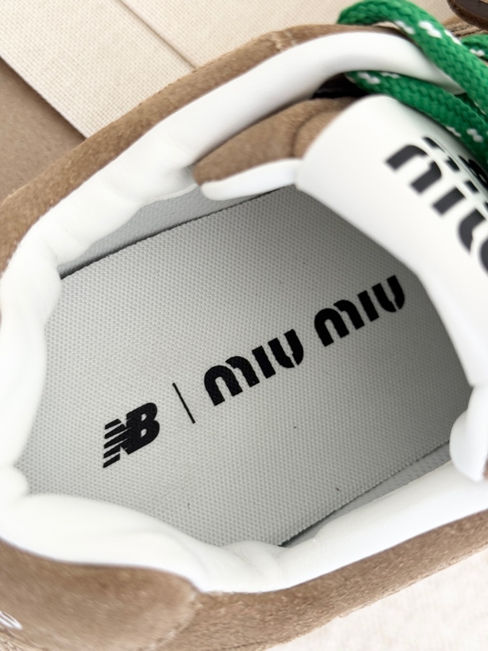 ✨NEW✨MIU MIU Women’s New Balance X Miu Miu 530 SL Suede Sneakers - Ecru / EU 38 - Picture 13 of 16